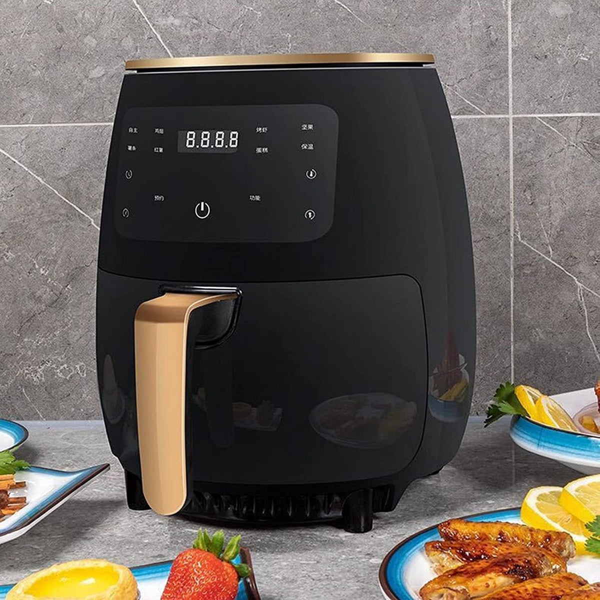 Heteluchtfriteuse - Airfryer - Hetelucht Circulatie Kooktoestel - 4,5L - 1400W - Smarttouch AirFryer - Intelligente diepeluchtfriteuse - Zwart