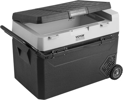 VEVOR Koelkastkoelkast van 12 volt, 60 liter (63,4 qt) draagbare vriezer met één zone, -40 ° F instelbare temperatuur, compressorkoeler voor thuis, buiten, camping, camper, auto, zwart
