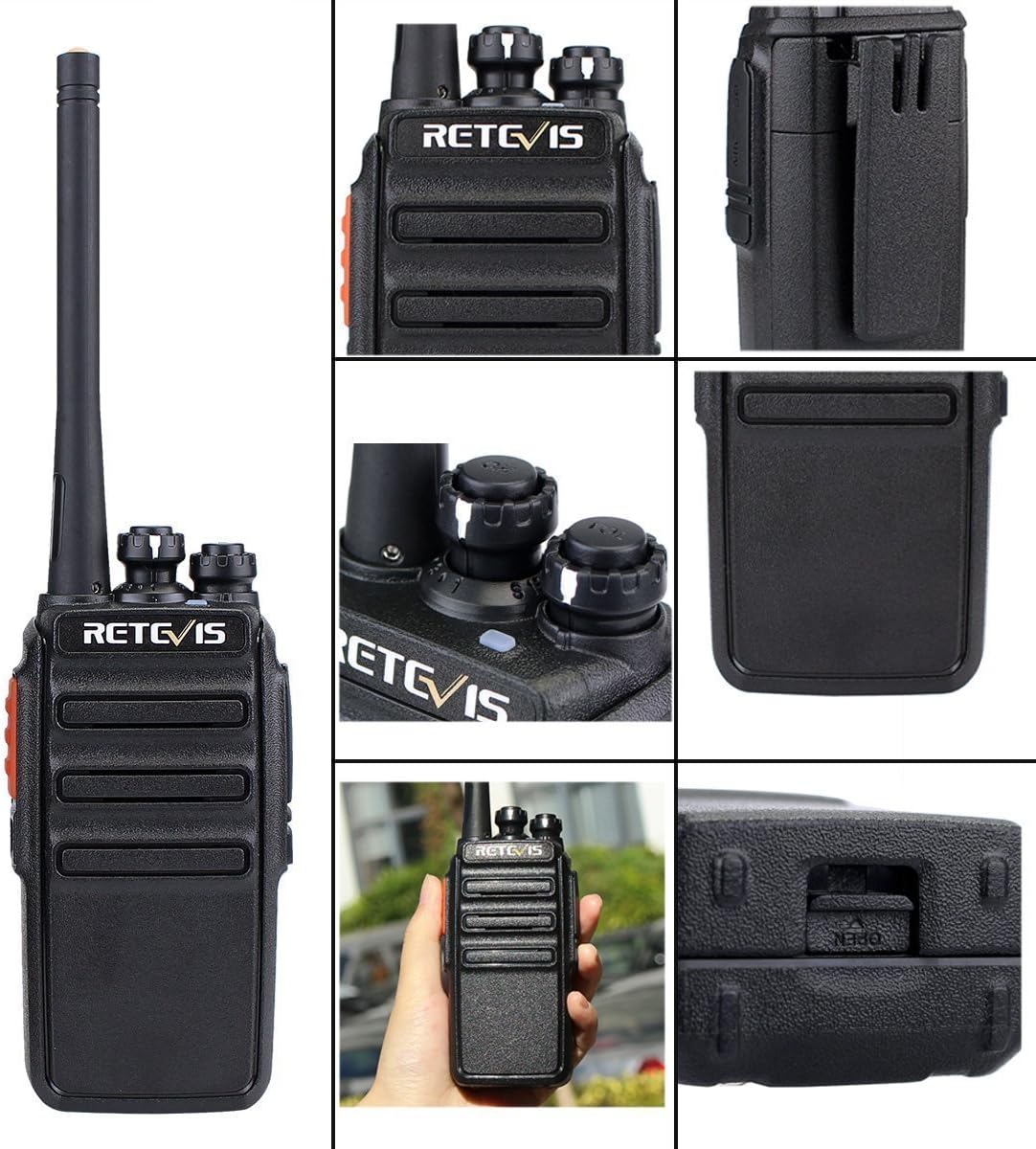 Retevis RT24 Professionele Portofoons met Headset PMR446 Vergunningsvrije Walkie Talkies 16 Kanalen CTCSS/DCS VOX Oplaadbaar Walkie Talkies met EU-stekker Laadstation en Lithium-ionbatterij (10 Stuks, Zwart)