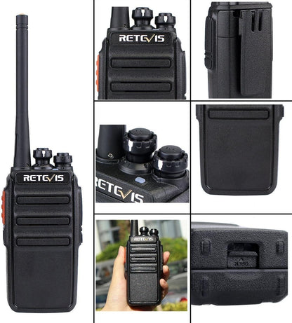 Retevis RT24 Professionele Portofoons met Headset PMR446 Vergunningsvrije Walkie Talkies 16 Kanalen CTCSS/DCS VOX Oplaadbaar Walkie Talkies met EU-stekker Laadstation en Lithium-ionbatterij (10 Stuks, Zwart)