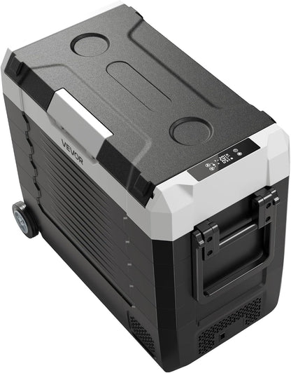 VEVOR Draagbare koelkast met compressor voor auto, DC 12 V/24 V, AC 100-240 V, draagbare koelkast voor kamperen, reizen, vissen, inhoud 55 liter, reservoir van -20 tot 20 °C, dubbel bereik voor