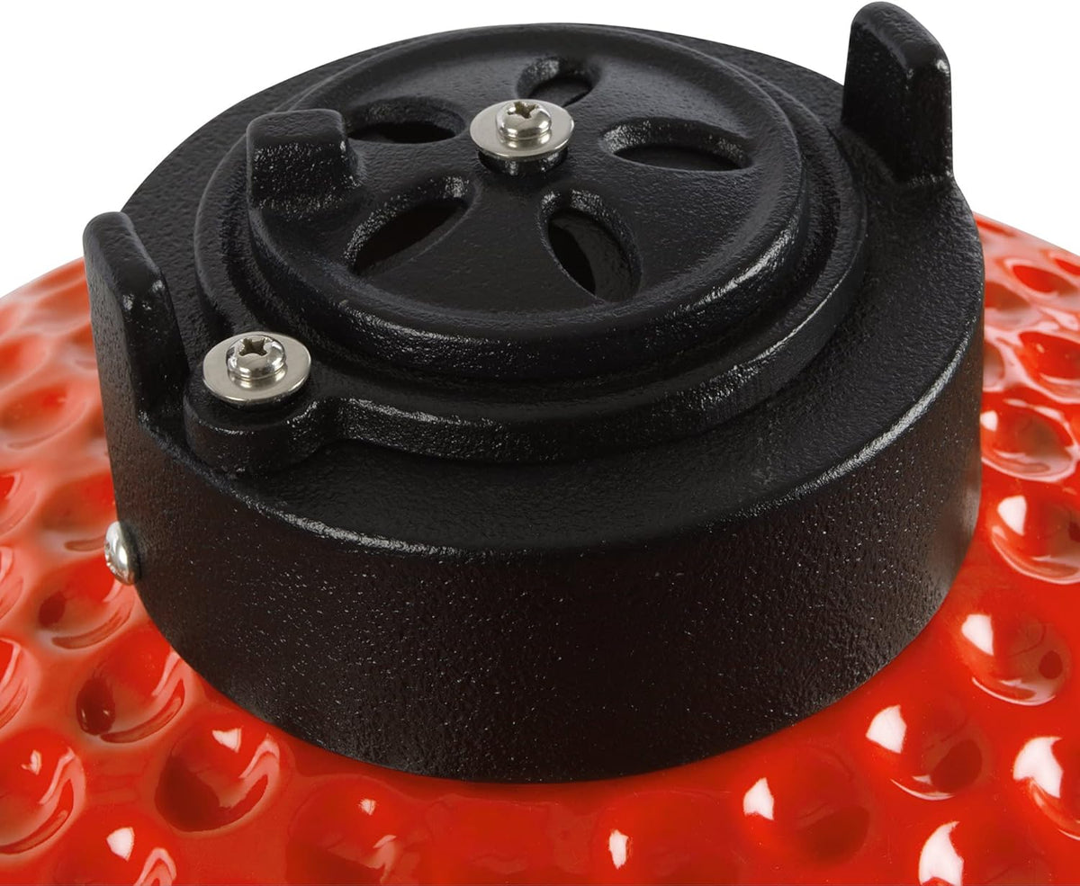 bbq-Toro Kamado Hairo Red Charcoal Barbecue 32 cm Diameter Mini Grill with Thermometer and Wooden Handles Round Ceramic Grill Ceramic Grill Smoker - QUORE