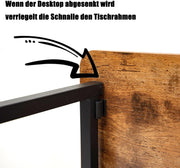 Computertafel - Computerbureau - Laptoptafel - Inklapbaar Kleine Tafel - Werktafel - Bijzettafel - met Wieltjes - Opvouwbare - IndustriëLe Stijl - voor - Thuis - Kantoor - 80 x 58 x 79 cm - Notenhout Verf