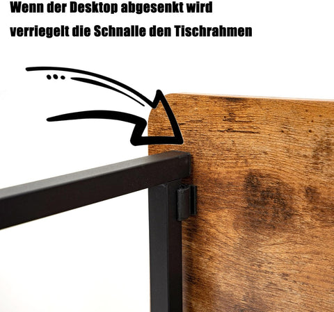 Computertafel - Computerbureau - Laptoptafel - Inklapbaar Kleine Tafel - Werktafel - Bijzettafel - met Wieltjes - Opvouwbare - IndustriëLe Stijl - voor - Thuis - Kantoor - 80 x 58 x 79 cm - Notenhout Verf