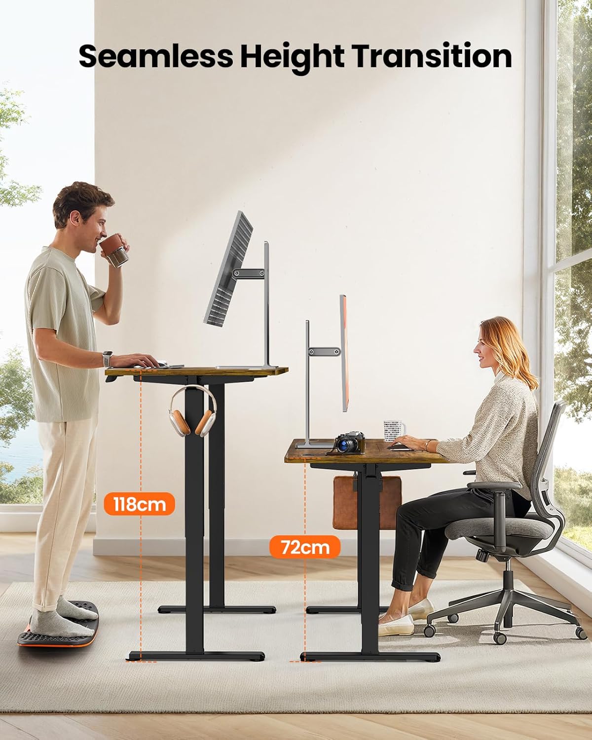 ErGear Elektrisch Zit-Sta Bureau Hoogte Verstelbaar 160 x 80 cm, Zit-Sta Bureau met 4 Geheugen Smart Paneel, Kantoor Bureau thuis met Verdeelplaat