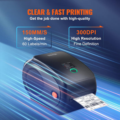 VEVOR Bluetooth labelprinter, HD (300DPI) DHL labelprinter, automatische herkenning van etiketten, ondersteunt Windows/MacOS/Linux/Chromebook, geschikt voor Amazon, Ebay, Etsy, enz