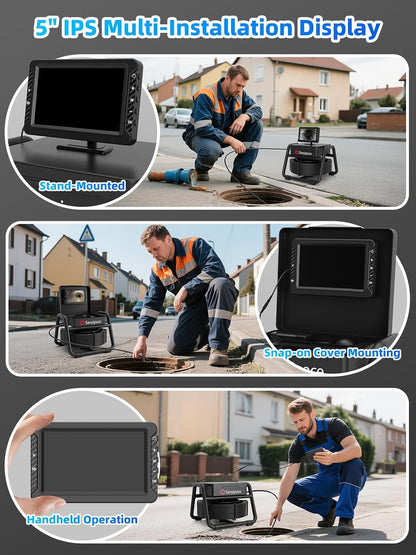 Kanaalcamera, endoscoop, 20 m, 1080p HD inspectiecamera voor de buis met 5 inch scherm, buiscamera voor riolering met DVR-functie, IP68 waterdicht, 1000tvl, 18 inch camerasonde en 32 GB TF-kaart