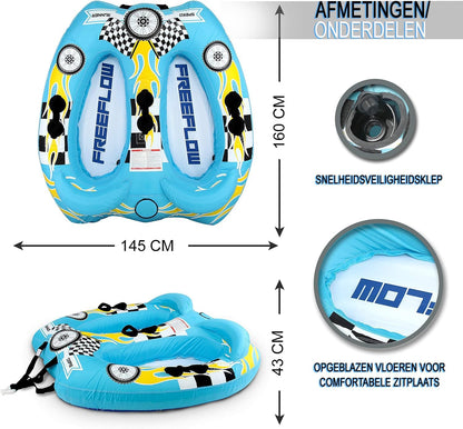 SereneLife Opblaasbare Sleeptube - Twee-Persoons Waterboot Float-Watersport Opblaasbare Trekboten/Tubes- Dubbele Zitplaatsen- PVC Blaas- Schuimkussen- Handgrepen