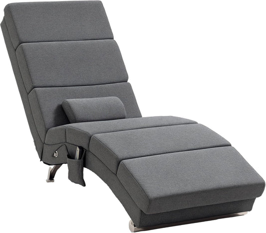 HOMCOM Relax Chair with Massage Function - Electric Lounge Chair with High Backrest, Remote Control, Foldable - Massage Chair with 5 Modes, Cushion - Dark Grey - QUORE