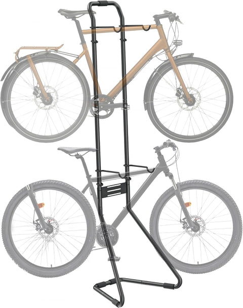 Fietsstandaard - Fiets Montagestandaard - Fietshouder - voor 2 Fietsen - Volledig Instelbare - Wandhouder - Ideaal voor MTB - Hybride Fietsen - Verticale Fietsstandaard - Houdt tot 40 kg - 66.5 x 55.8 x 219 cm - Zwart