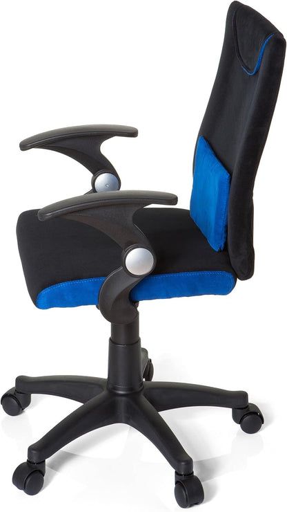 hjh OFFICE 670470 kinder bureaustoel KIDDY PRO AL stof zwart/blauw armleuningen comfortabele bekleding kinderstoel bureau chair