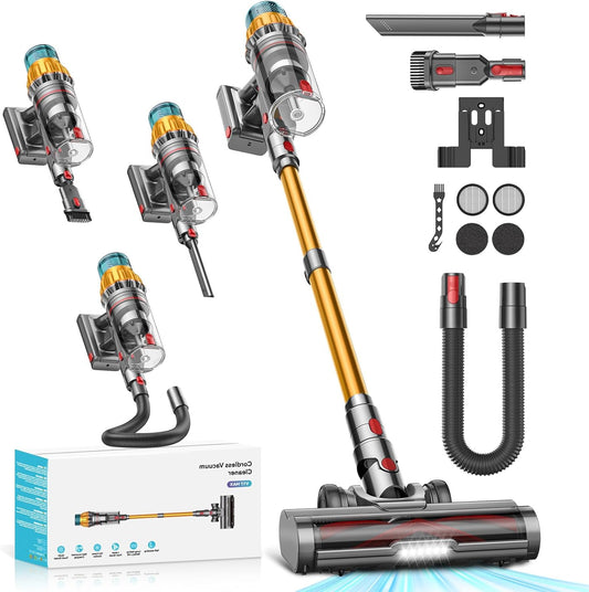 Draadloze Stofzuiger – Steelstofzuiger – Handstofzuiger – Snoerloze Zuiger – Elektrische Bezem – 550 W Motor – 45 kPa Zuigkracht – 60 Min Batterijduur – 1,8 L Stofreservoir – OLED Touchscreen – Anti-Klit Borstelrol - QUORE