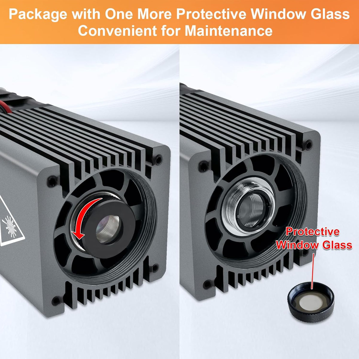 Opgewaardeerde 40W Lasermodule, LASER TREE 23mm Balance graveer- en snijkop met vaste focus, lasergraveermodule 5W optisch vermogen met metalen windkap, geschikt voor lasergraveermachine
