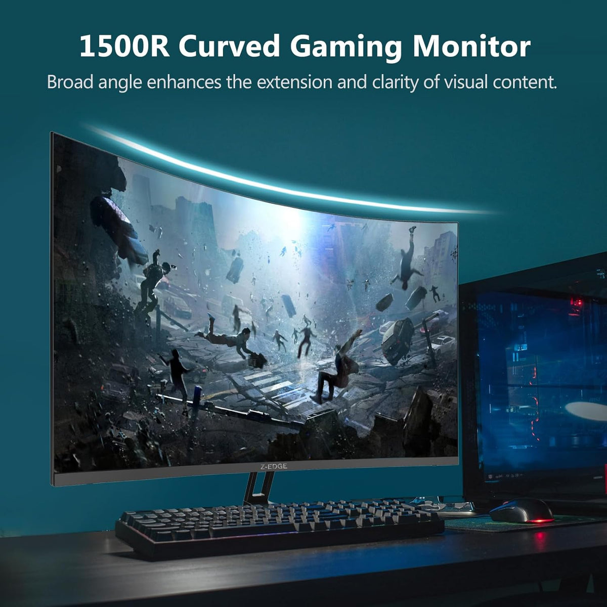 Z-Edge Gaming Monitor Curved 32'' 2K QHD(2560x1440), 1ms, 180Hz, FreeSync, 16:9 Curved Screen, 1500R VA, Tilt Adjustable, DP1.4(180HZ), HDMI2.0(144HZ), 3000:1, VESA 3.937 * 3.937 * 3.9377 in