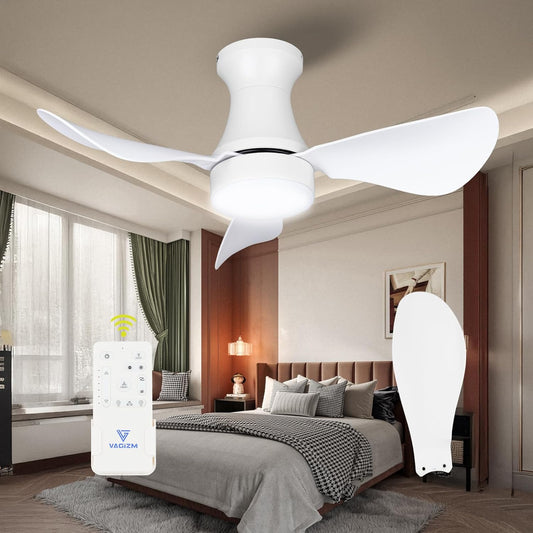 Plafondventilator met Lamp voor Slaapkamer: 76 cm Stille Plafondventilator met Afstandsbediening - 6 Snelheden en 3CCT - Omkeerbare DC-Motor - 5 Vellen 04