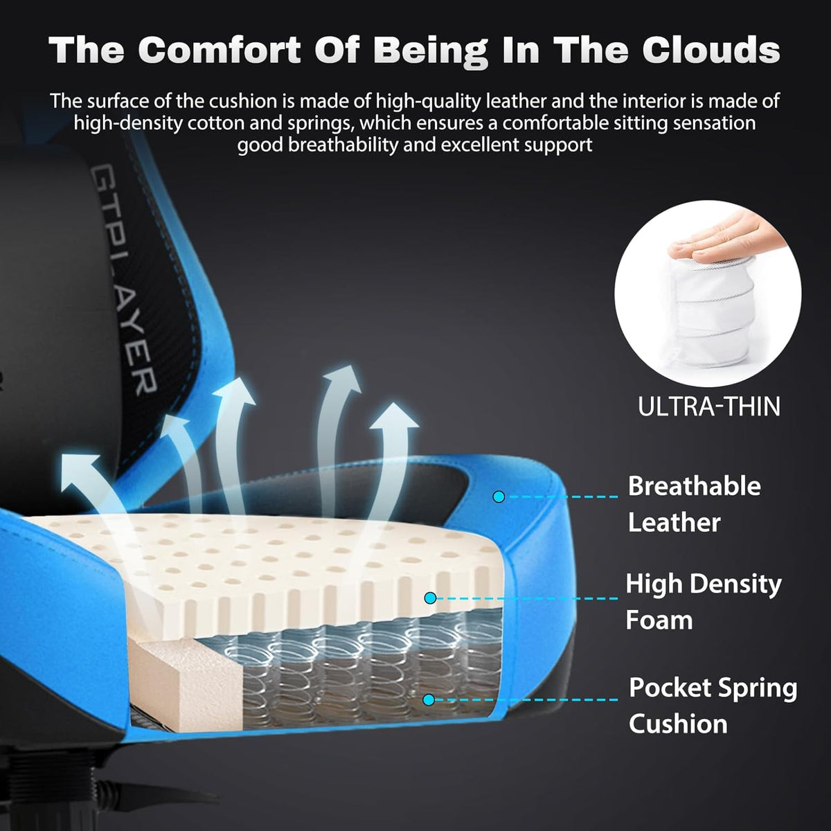 GTPLAYER Gaming Chair with Massage Gaming Chair with Pocket Spring Cushion and Footrest, Ergonomic Gaming Chair Office Chair with 4D Armrests, Computer Chair with Widened Backrest, Load Capacity up to 150 kg - QUORE