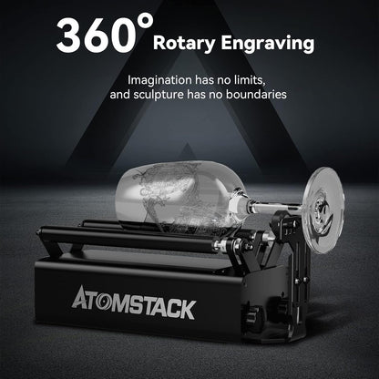 Laserrotatieroller – Rotatiemodule Voor Lasergraveermachine – Graveerroller – Y-As Rotatiewals – Roterende Roller Voor Cilindrische Objecten – 360° Gravure – 8 Instelbare Diameters Van 4 Tot 100 Mm