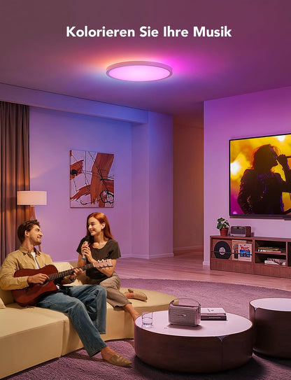 Govee Plafondlamp RGBIC Smart, 24 W, diameter 30 cm, dimbaar, led-plafondlamp, met 16 miljoen doe-het-zelf kleuren, werkt met Alexa en Google Assistant, plafondverlichting voor slaapkamer, 2 stuks