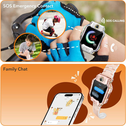 imoo X10 Smartwatch voor kinderen, met GPS, met simkaart, 4G LTE, video, smart watch met split dual camera tracking horloge, 1,6 inch, 98 graden groothoek, anti-shake, 32 GB ROM, SOS (wit)