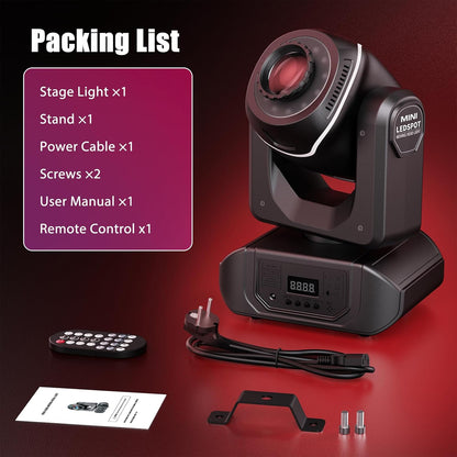 24 W Bewegende Kop Podiumlicht – Moving Head Licht – DJ Spot – Disco Verlichting – Feestverlichting – 8 Kleuren & 7 Patronen – 540° Pan & 215° Tilt