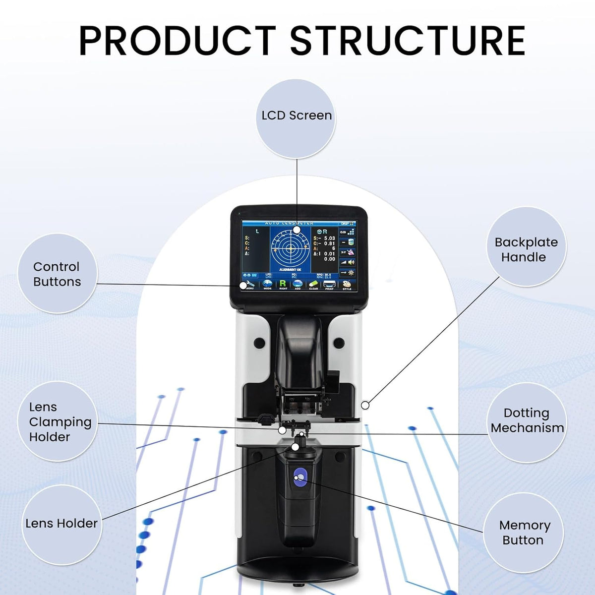 LCD Lensometer Focimeter Lens Meter 7 inch Screen Touchscreen Focimeter Nieuwe Digitale Auto PD UV Printer PD Meter JD-2600A