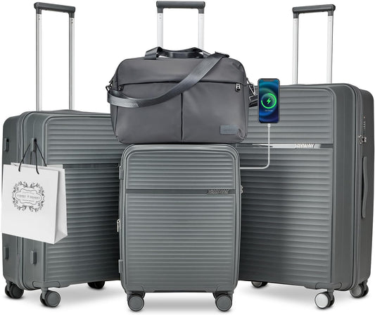 Joyway Kofferset 4-delig harde schaal reiskoffer met TSA-slot De uitbreidbare bagageset bevat 1 reistas