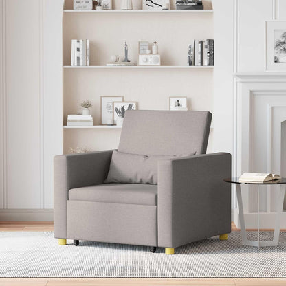 Uitschuifbare slaapbank, eenpersoons, taupe, 90 x 165 x 87 cm, stof, Scandinavische stijl, stoel voor woonkamer, slaapkamer, werkkamer, logeerkamer - QUORE