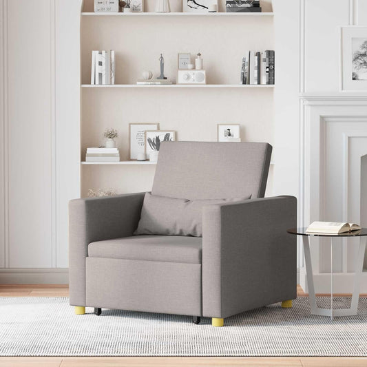 Uitschuifbare slaapbank, eenpersoons, taupe, 90 x 165 x 87 cm, stof, Scandinavische stijl, stoel voor woonkamer, slaapkamer, werkkamer, logeerkamer - QUORE