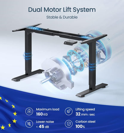 Maidesite Height Adjustable Electric Desk Height Adjustable Table Frame,Suitable for All Common Tabletops,2-Stage Lifting Legs(Black) - QUORE