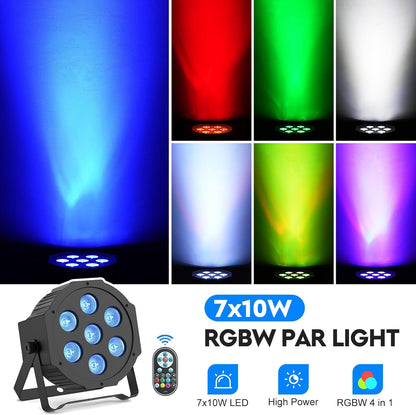 RGBW LED Par, 4PCS 7 LED Spotlight Podiumlicht met afstandsbediening 8 Modi Disco Lichteffecten voor DJ Bar Bruiloft Kerst Haloween Verlichting