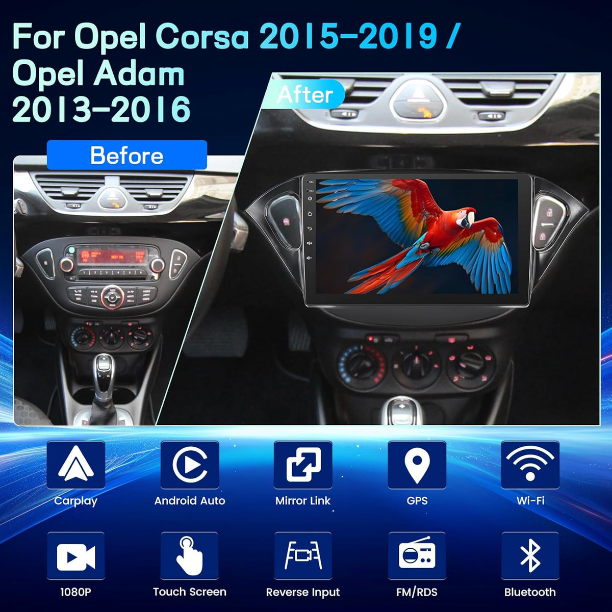9" Android Autoradio – Multimedia Systeem – Navigatie Radio – Touchscreen Headunit – Auto Stereo – Draadloos & Bekabeld CarPlay – GPS Met Offline Kaarten