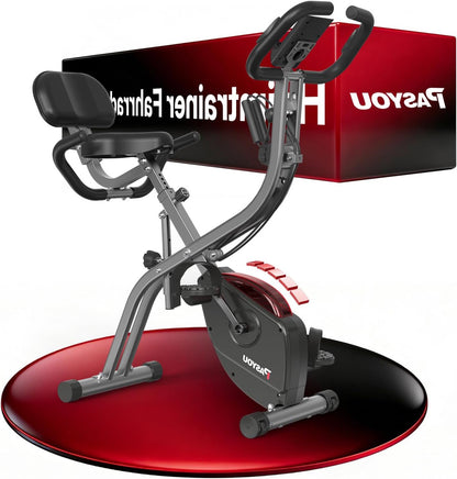 Hometrainer – Opvouwbare Fitnessfiets – Ergometer – Ligfiets – Fiets – 10 Magnetische Weerstanden – 7-voudig Verstelbare Zithoogte