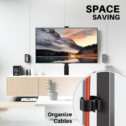 Rollende tv-standaard met handzwengellift, mobiele tv-kar voor 42-75 inch tv's, portret naar landschap, vrije hoogte verstelbaar voor maximaal 110 lbs, Max VESA 600 x 500 mm (42-75 inch tv's)