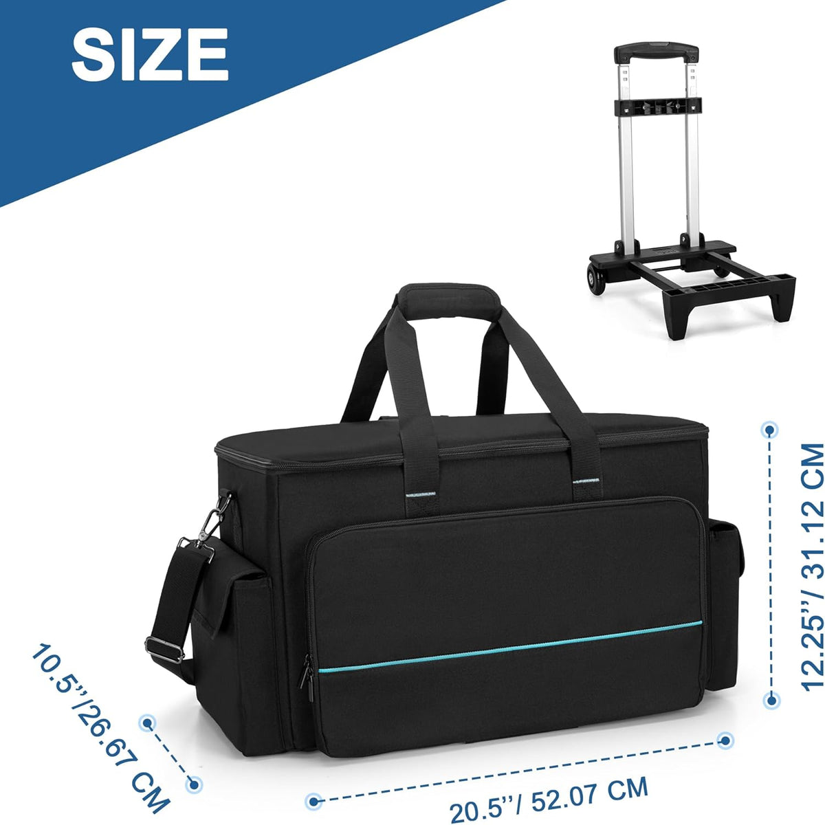 Rolling DJ Kabeltas – DJ Tas – Kabel Organizer – Gig Bag – Muziek Tas – Ruime Opbergruimte – Verwijderbare Trolley & Divider