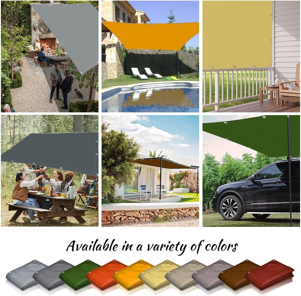 Zeil Shades voor tuin, waterdicht zonnescherm zeil voor luifel buiten, luifels voor terrassen, 95% UV-blok rechthoekig zonnescherm zeil met touw voor veranda tuin (lichtgrijs, 4 x 5 m)