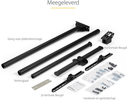 Plafondbeugel Voor Flatscreen Tv – Tv Plafondbeugel – Tv Beugel – Tv Houder – Tv Ophangbeugel – 32 Tot 75 Inch – Verstelbare Stang 2,5 Tot 2,9 M