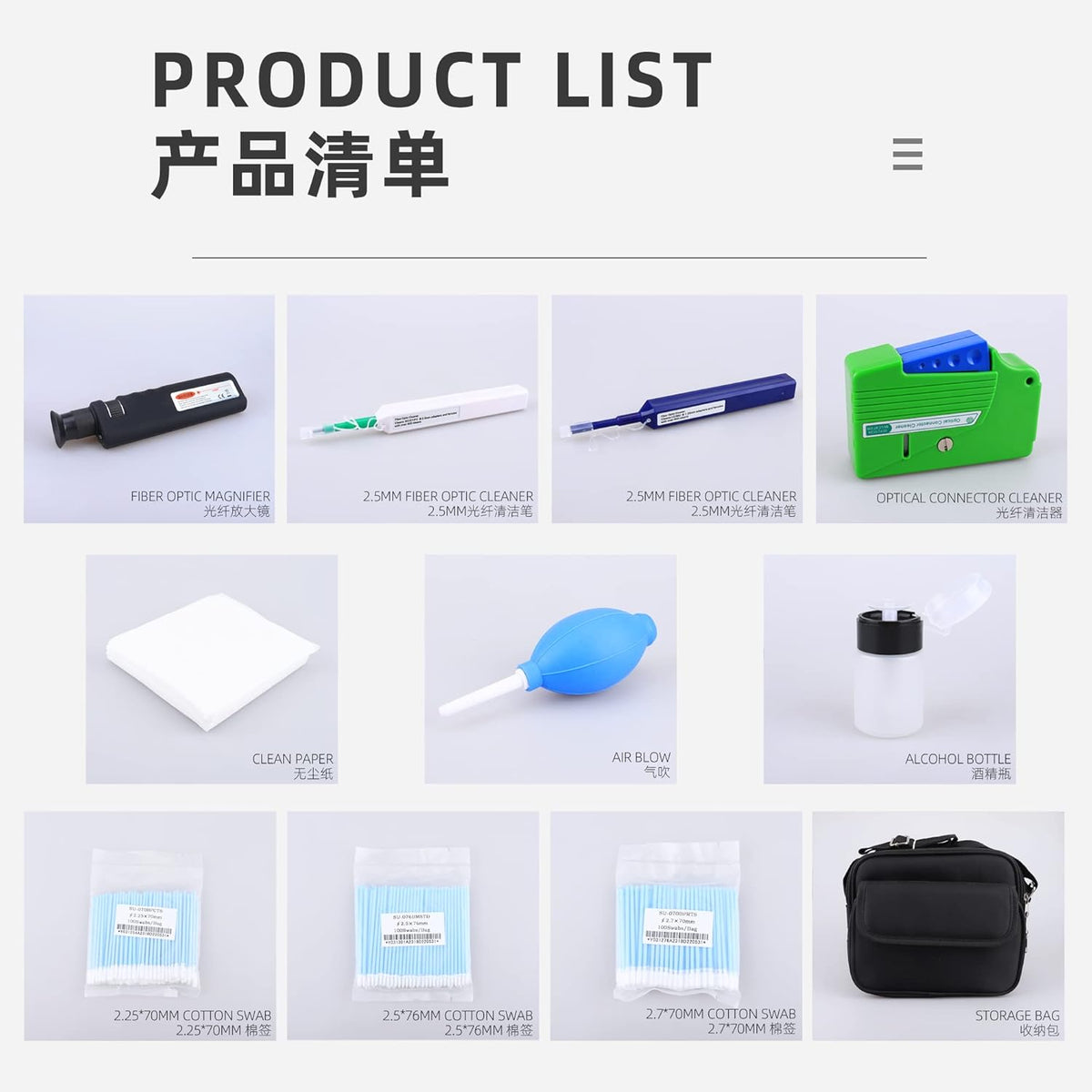 FTTH Fiber Optic Cleaning Kit met Fiber Cleaning Cassette voor FC SC ST LC MU Connectors 1.25mm/2.5mm Fiber Cleaner Pen Microscoop 400 Keer Fiber Connector
