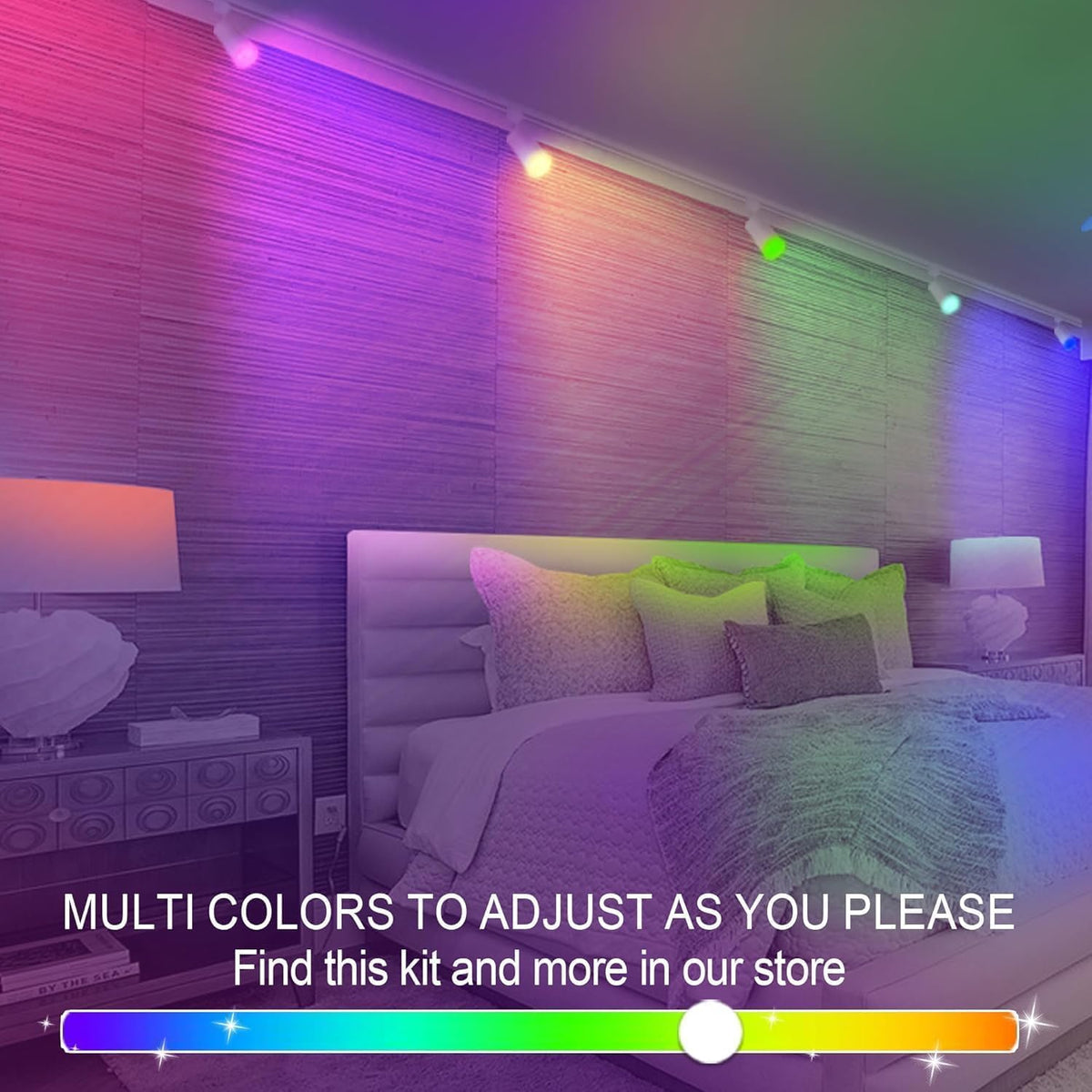 GU10 RGB-railverlichtingsset met gekleurde lampen, 8 stuks plafondspot met 2 x 1,5 m H-type rail, IR-afstandsbediening, meerkleurige spotlights (8 stuks, wit)