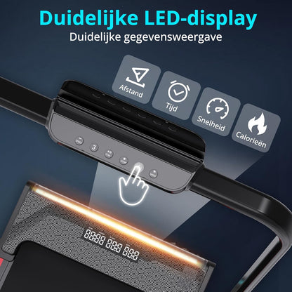 Treadmill & Desk Walking Pad - Electric Folding Under Desk Running Belt - With LCD Display, LED Lights, 1400W Motor, 3 Incline Modes - QUORE