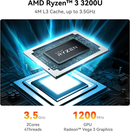 Mini PC – Mini Computer – Compacte PC – Kleine Desktop – Krachtige Pc – AMD Ryzen 3 3200U Processor – 16 GB DDR4 RAM & 500 GB PCIe SSD