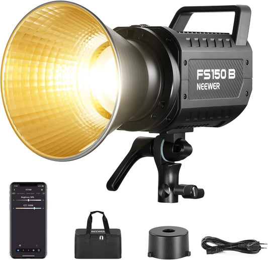 Videolamp – Led Videolicht – Studiolamp – COB Led Lamp – Continu Licht – 130 W, Tot 72.000 Lux Op 1 M – Tweekleurig 2700K-6500K, 12 Effecten