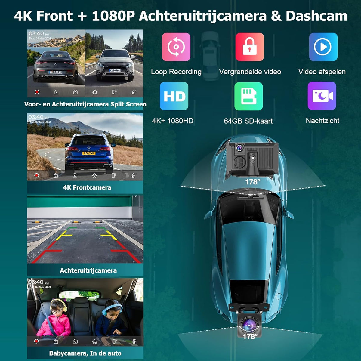 Carpuride W703 Portable Wireless Carplay & Android Auto with Dash Cam-7" HD IPS Screen, 4K Front & Backup Camera, Loop Recording,Bluetooth,Mirror Link,GPS,Siri,Dashboard Mounted (Carpuride w703)