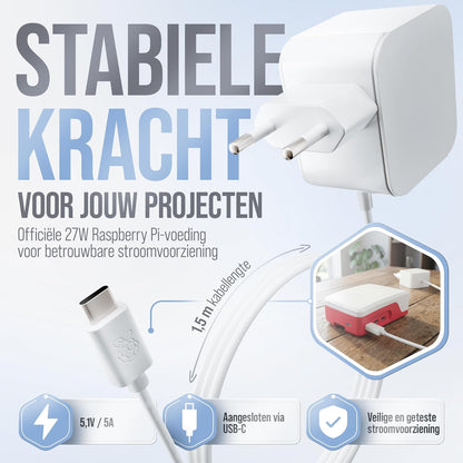 Raspberry Pi 5 8 GB Starter Kit | 128 GB Edition | Officiële USB-C 27W voeding | Officiële behuizing met ventilator | 4K Micro HDMI-kabel 1m | koellichaam