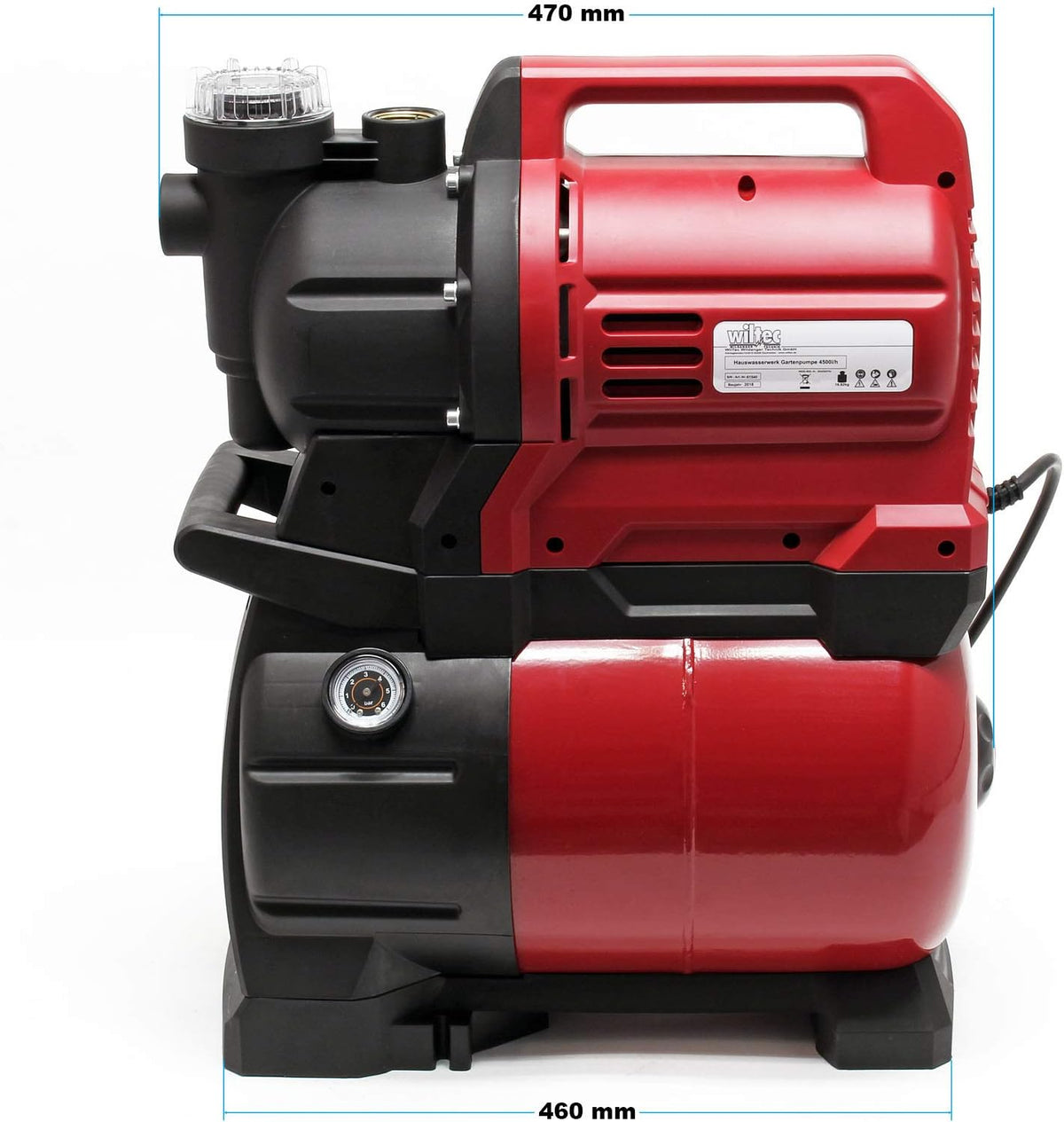 Waterpomp met membraanketel 19l drukketel tuinpomp drukschakelaar 1300W 4500 l/h