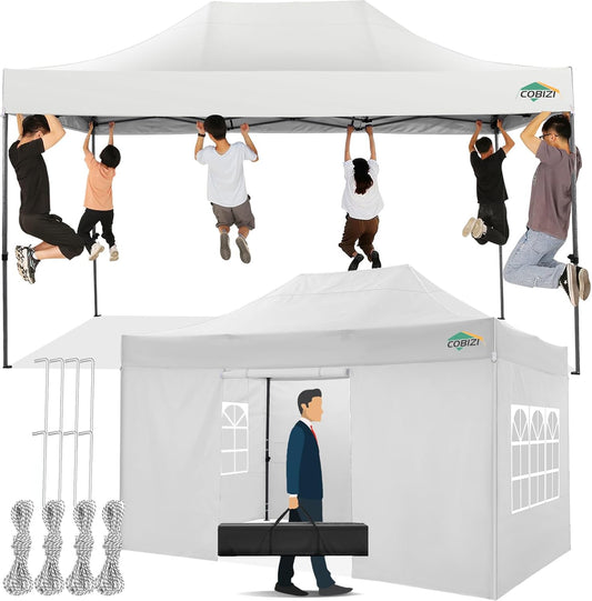 COBIZI Paviljoen, 3 x 4,5 cm, waterdicht, stabiel, winterbestendig, met 4 zijwanden, pop-up vouwpaviljoen, partytent, opvouwbare zonwering, tuinpaviljoen voor strand, bruiloft, camping, met handtas (3