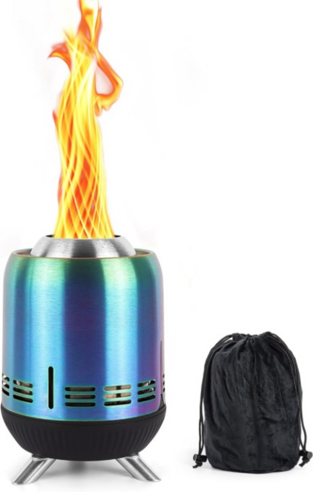 Vuurschaal - Vuurkorf - Vuurplaats - Tafelvuur - Tafelblad - Draagbaar - Pellet - Wood - Brandstof - Lichte - Duurzame - Marshmallow-roosterstokjes - met Draagtas - voor Buiten - Camping - Vis - Wandelen - RVS - 16.3 x 23.2 cm - Metaalverloop