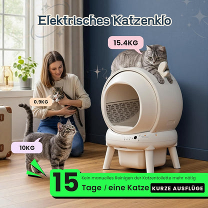 Zelfreinigende kattenbak, 65 liter, elektrische kattenbak met 9 veiligheidssensoren, 2,4 GHz app-bediening, automatische kattenbak, inklembeveiliging, veilige kattenbak, automatisch voor meerdere