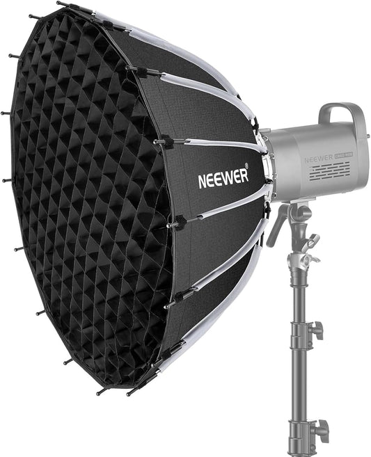 NEEWER Basics Parabolische Softbox-set, 65 cm, Bowens frame, met lichtdiffusers, voor fotostudio, video-opname, streaming, verlichting, compatibel met Godox, Aputure, NS37P