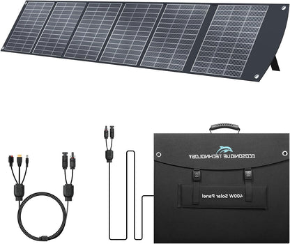 Ecosonique 400W Foldable Portable Solar Panel Portable Charger with Stand Foldable 40V MC4 Power Supply and Multiple Outputs for Solar Generators, Solar Panels for Camping - QUORE