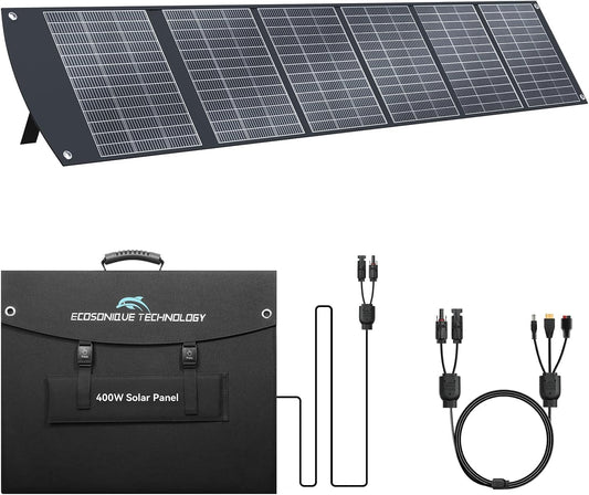 Ecosonique Zonnepaneel, 400 W, opvouwbaar, draagbaar zonnepaneel, draagbare oplader met standaard, opvouwbaar, 40 V MC4-voeding en meerdere uitgangen voor zonnegeneratoren, zonnepanelen voor camping